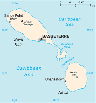 St Kitts und Nevis Karte