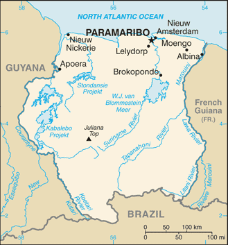 Suriname Karte