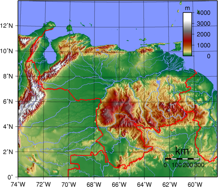 Venezuele Karte Topographie